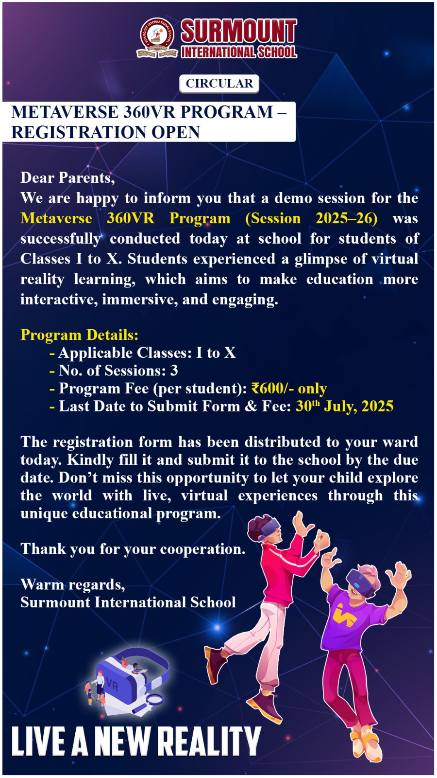 METAVERSE 360VR PROGRAM- REGISTRATION OPEN